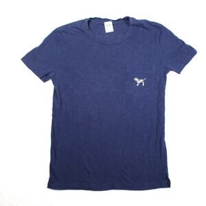 Victoria's Secret PINK T Shirt Womens XS Blue Sequin Dog Logo Y2K Bling Tee
